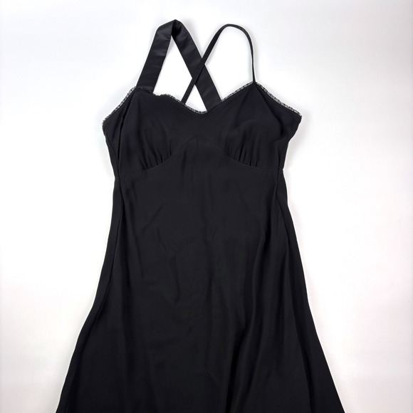 MADE IN HUNGARY BENNETON Dresses & Skirts - VTG Y2K Benetton Baby Doll‎ Slip Dress Sz S Black Lace Trim Tulip Hem Whimsigoth